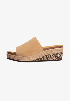 MIT KEILABSATZ MALAGA - Heeled mules - beige