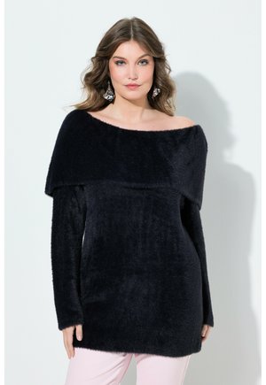 REGULAR FIT FANCYSTRICK VOLANT AM AUSSCHNITT - Felpa in pile - black