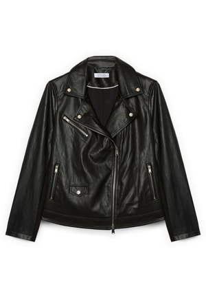 Fiorella Rubino, GIACCA BIKER CON ZIP ASIMMETRICA - Imiteret læderjakke - nero