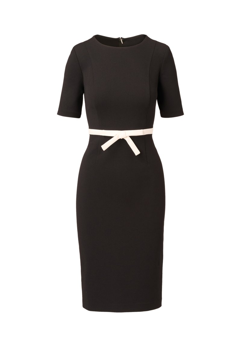 adrianna papell black and white dress Black Cap Sleeve Contrast Trim Sheath Dress