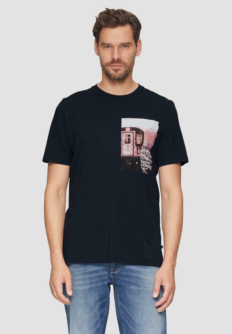s.Oliver MET FOTO - T-shirt print - navy