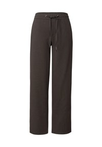 Dunkelbraune Sweatpants mit einem Kordelzugbund, weiter Beinführung und glatter Textur. Keine sichtbaren Muster oder Akzente.