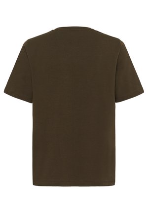 T-shirt en coton marron avec un col rond classique, des manches courtes et une coupe décontractée. Design épuré sans motifs ni accents.