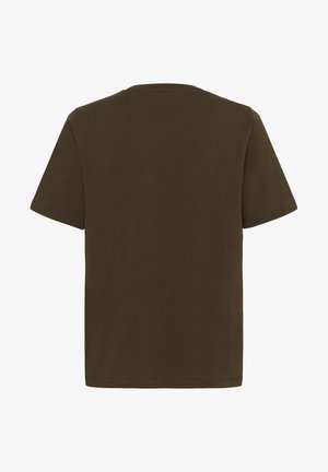Brown cotton t-shirt with a classic crew neck, short sleeves, and a relaxed fit. Clean design with no patterns or accents.