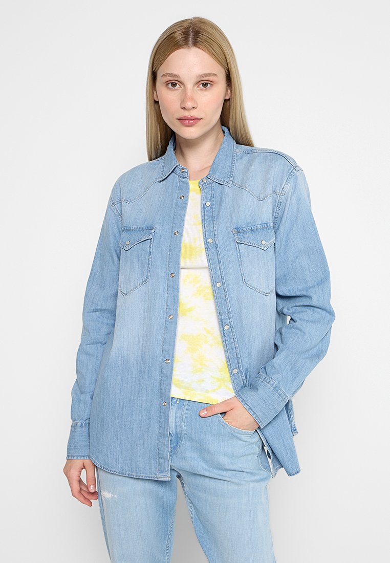 Replay Overhemdblouse lichtblauw