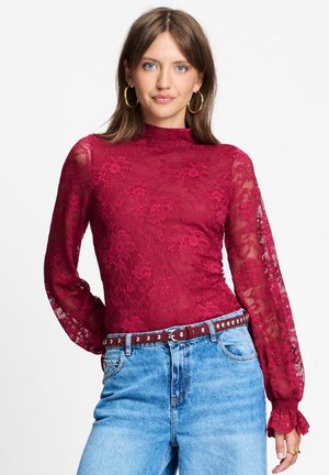 POM Amsterdam, TURTLENECK - RUBY LACE BURGUNDY RED - Blouse - red