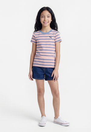 Puma WARDROBE GO TOGETHER STRIPED TEE UNISEX - Μπλουζάκι με στάμπα - cool blue