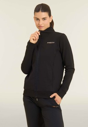 TURTLENECK WITH MINIMALIST LOGO - Felpa con zip - black