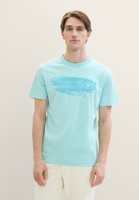 TOM TAILOR MIT TEXT - T-shirt print - caribbean turquoise