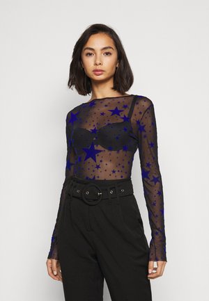 STAR FLOCKED BODYSUIT - Pusero - black