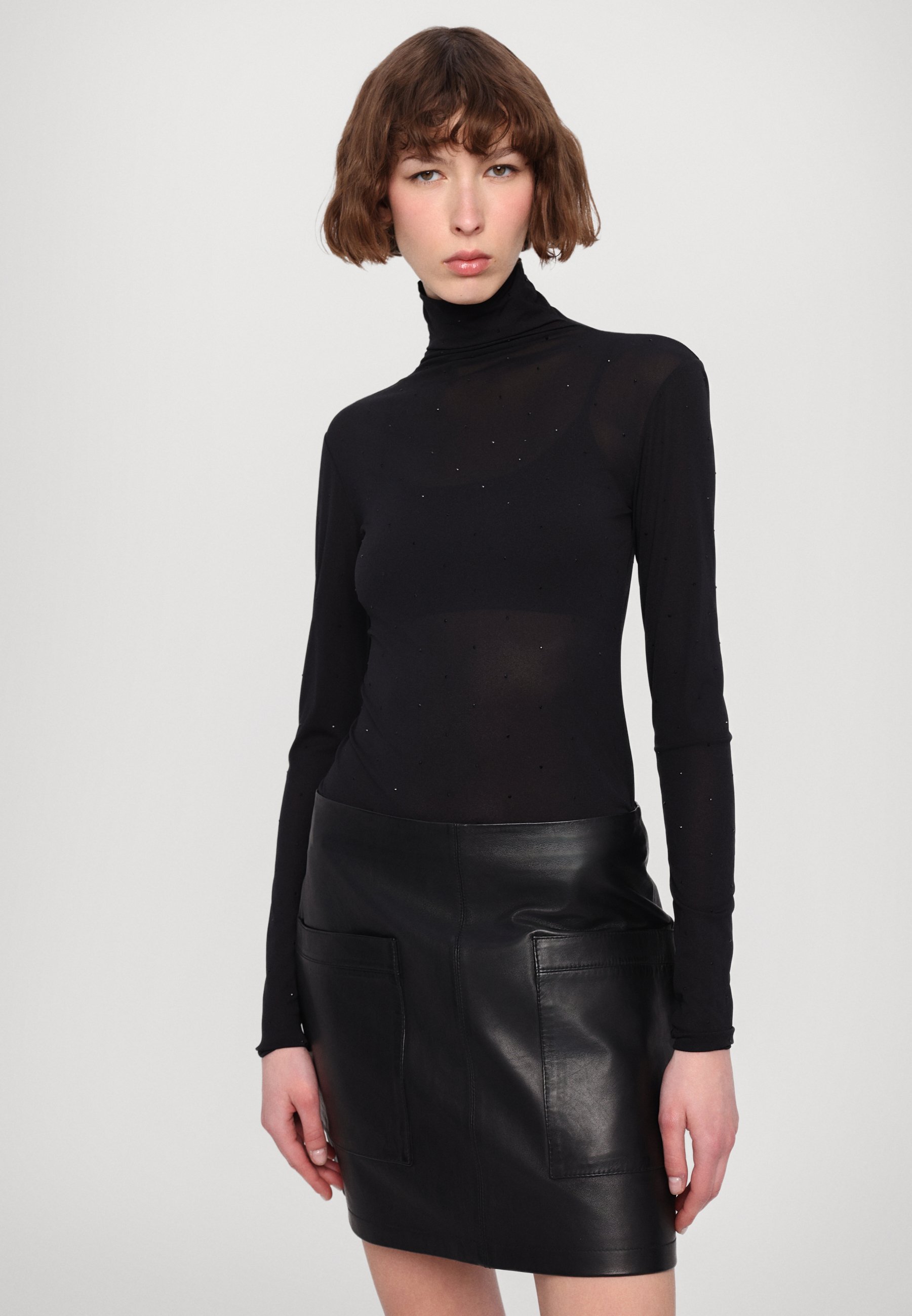 Zadig & Voltaire JAIME CUIR LISSE - Leather skirt - black