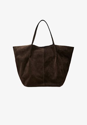 Massimo Dutti, SPLIT LEATHER TOTE BAG - Handtasche - mottled dark brown