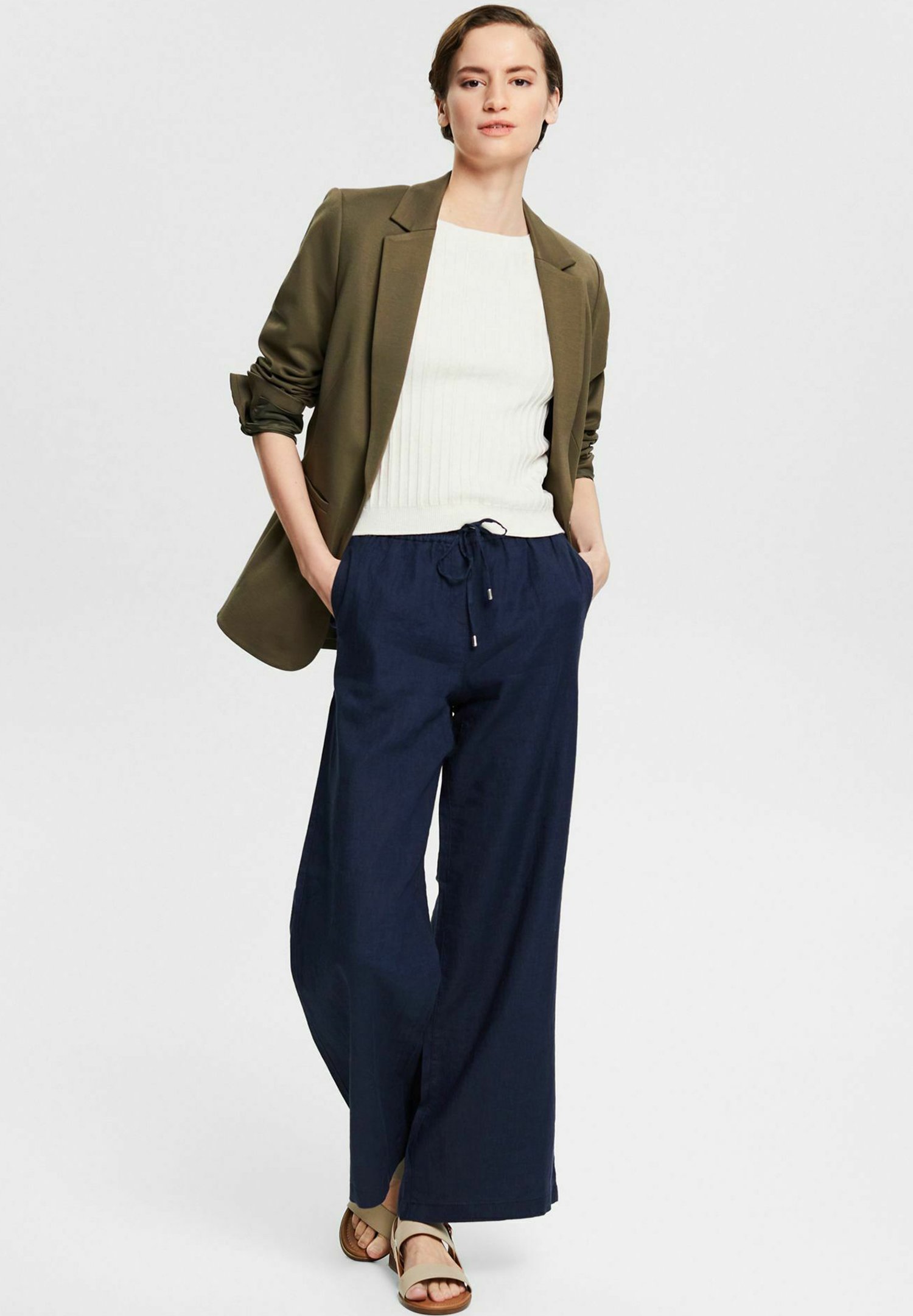 Esprit Pantalones - navy/azul marino jaspeado - Zalando.es