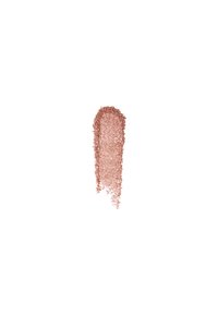 Roze-gouden shimmer-oogschaduw in een fijne, losse poedertextuur, verspreid in een gebogen vorm op een witte achtergrond.