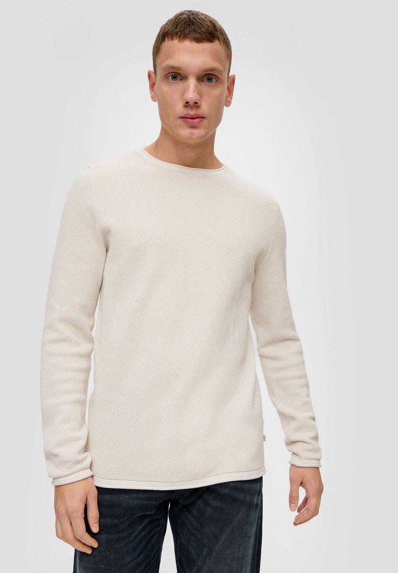QS MIT MUSTERSTRUKTUR - Strickpullover - wollweiß