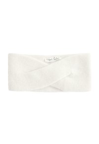 Bandeau en tricot blanc avec un design torsadé et une texture douce. L'étiquette indique "OYSHO", ce qui indique l'origine de la marque.