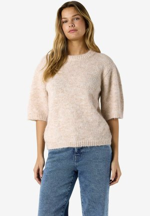 Noisy May NMSUTTON S/S O-NECK KNIT NOOS - T-shirt basique - birch1