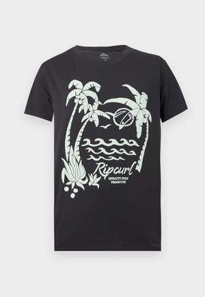 Rip Curl, MOON STANDARD TEE - Print T-shirt - washed black
