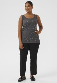 Kaffe Curve CARINA RHINESTONE - Felső - black oyster