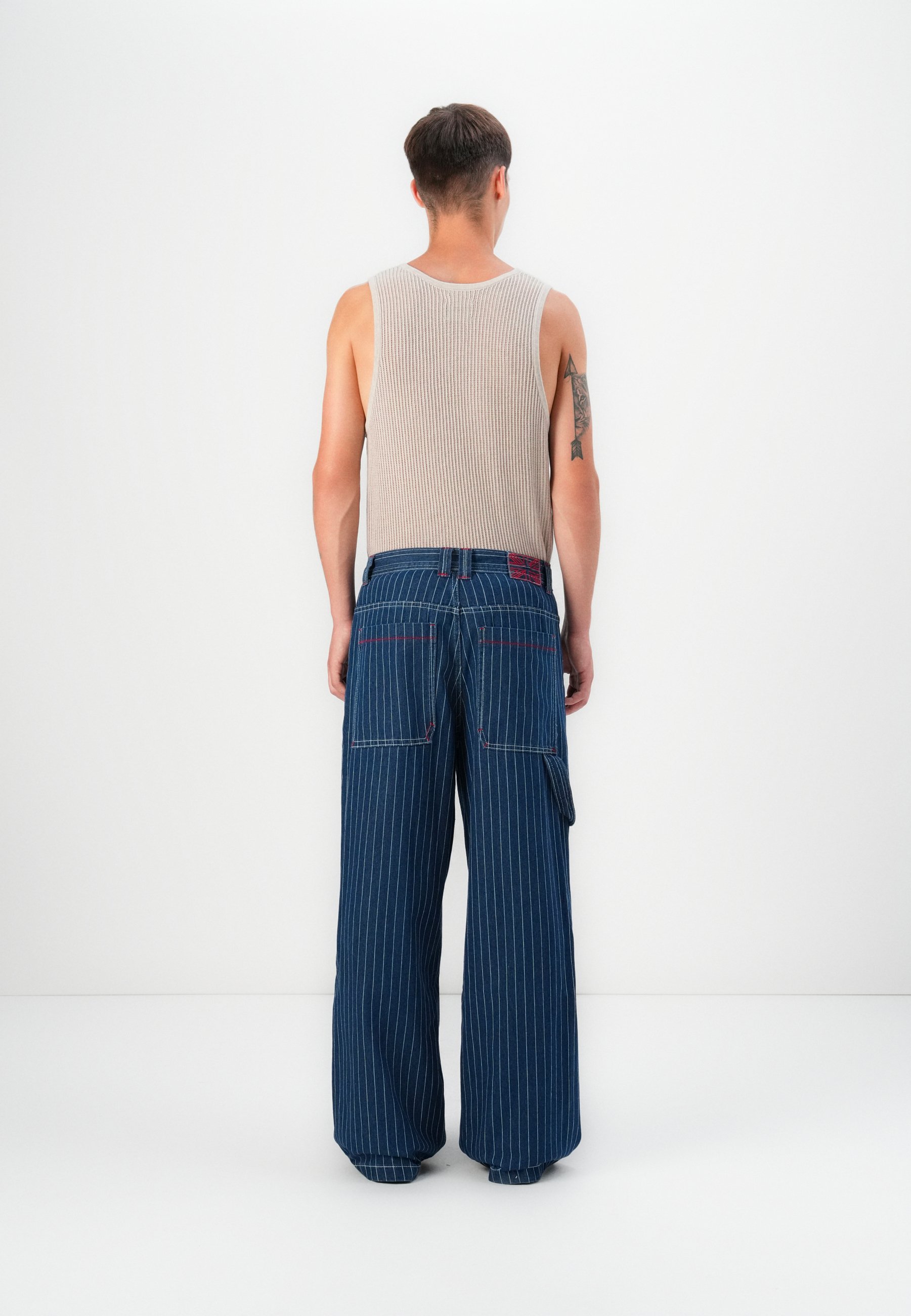 X*X様 INDIGO STRIPE WAIST COAT”MADE IN IT V02 JP03 - Waistcoat 11 0z. Japanese dark indigo pinstripe denim