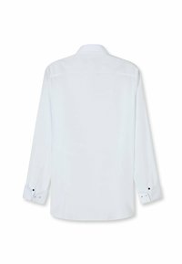 Weißes Langarmhemd aus glattem Stoff. Verfügt über einen klassischen Kragen und geknöpfte Manschetten. Gerader Schnitt mit minimaler Gestaltung.