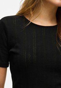 VILA MIT KURZEN ÄRMELN RUNDHALS - Camiseta estampada - black beauty