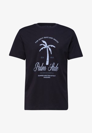 Street One MEN, T-SHIRT WITH ROUND NECK AND FRONT PRINT - T-shirts print - dark ink blue