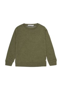 Grüner Sweatshirt aus weichem Material, mit rundem Halsausschnitt, langen Ärmeln und gerippten Bündchen sowie Saum. Schlichtes, einfarbiges Design.