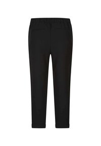 Pantalons noirs ajustés avec une taille élastique, deux poches arrière et des poignets de cheville fuselés. Fabriqués à partir d'un tissu lisse et doux.