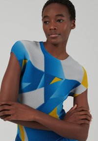 Leem GEOMETRIC PRINT PLISSE - Blusa - grey acid green and tones of blue
