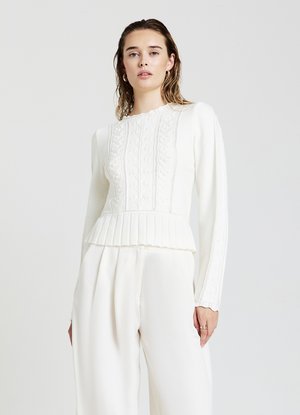 CON LAVORAZIONE - Strickpullover - bianco lana