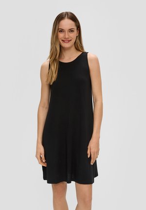 s.Oliver RUNDHALSAUSSCHNITT - Jerseykleid - schwarz
