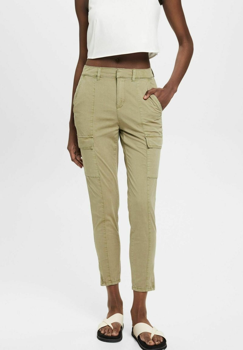Esprit MIT HOHEM BUND Pantalones cargo light khaki/verde claro
