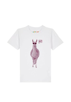 LAMA SAGT HI - T-shirt print - white