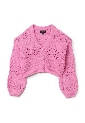 WITH V NECK AND OPENWORK DESIGN - Cardigan - pastel pink