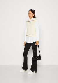 VILA VIRIL HALF ZIPPER- NOOS - Pulover - birch melange