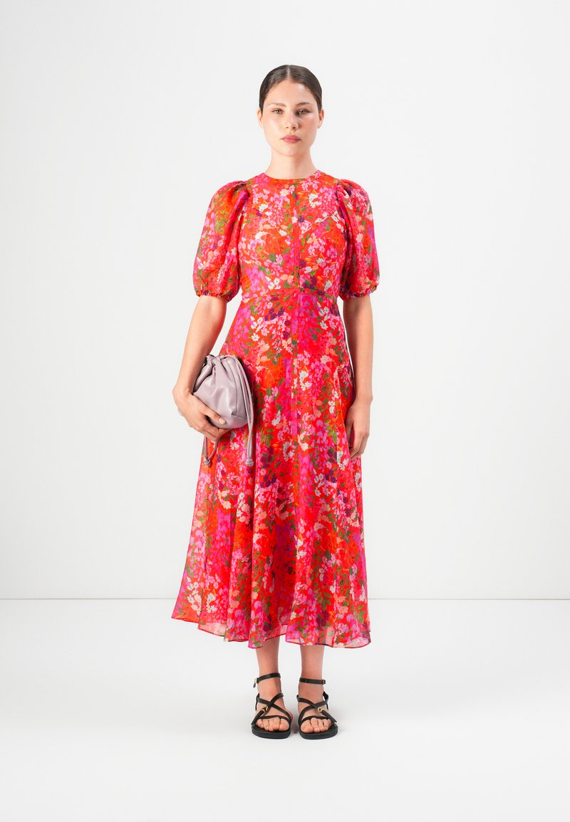 Mini Robe Cocktail Ted Baker London - Taille 3 - Rose Avec Panneau Contrasté - Coupe Fit & Flare Sans Manches