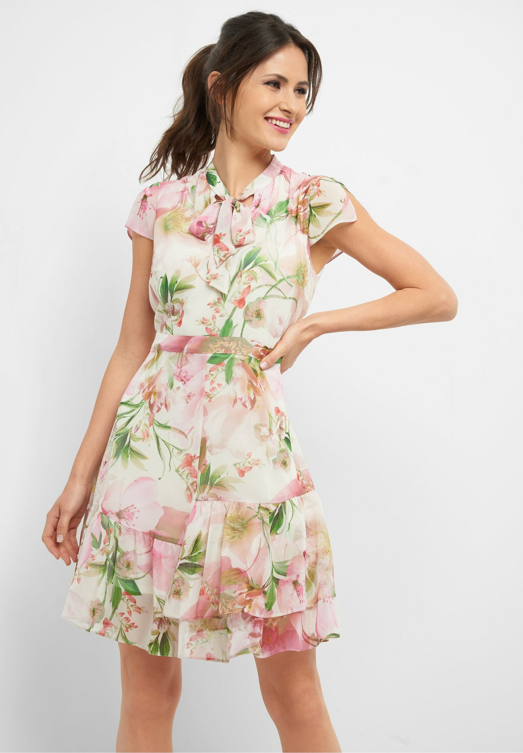 ORSAY KLEID MIT BLUMENMUSTER - Day dress - wolkengrau/beige ORSAY KLEID MIT BLUMENMUSTER - Day dress - wolkengrau/beige