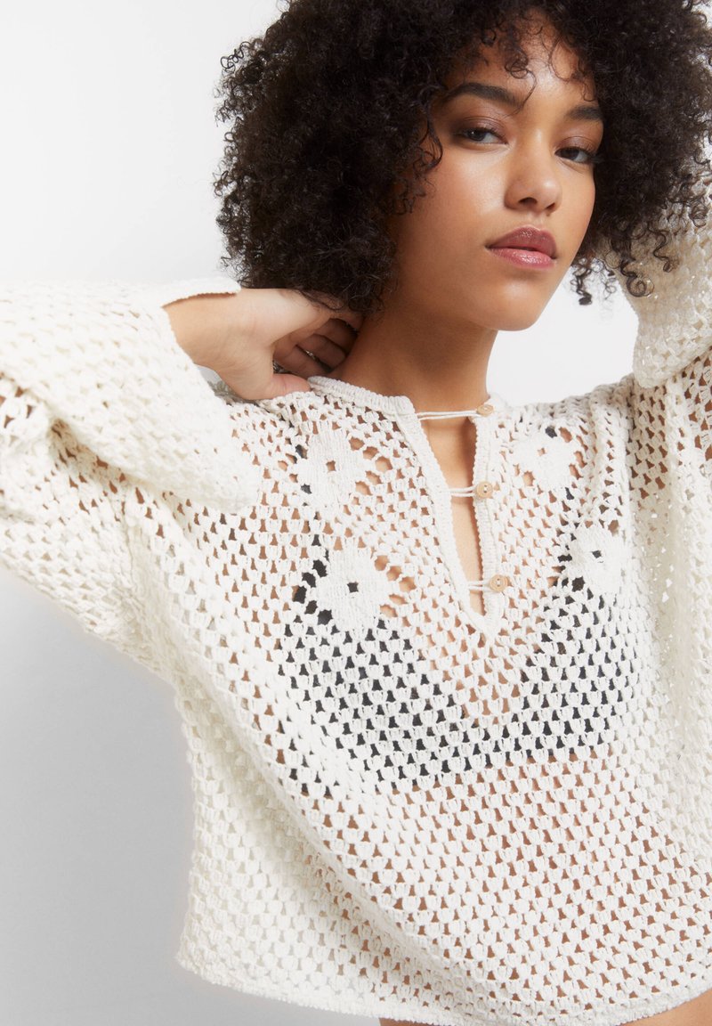 PULLu0026BEAR CROCHET - Jumper - beige - Zalando.de
