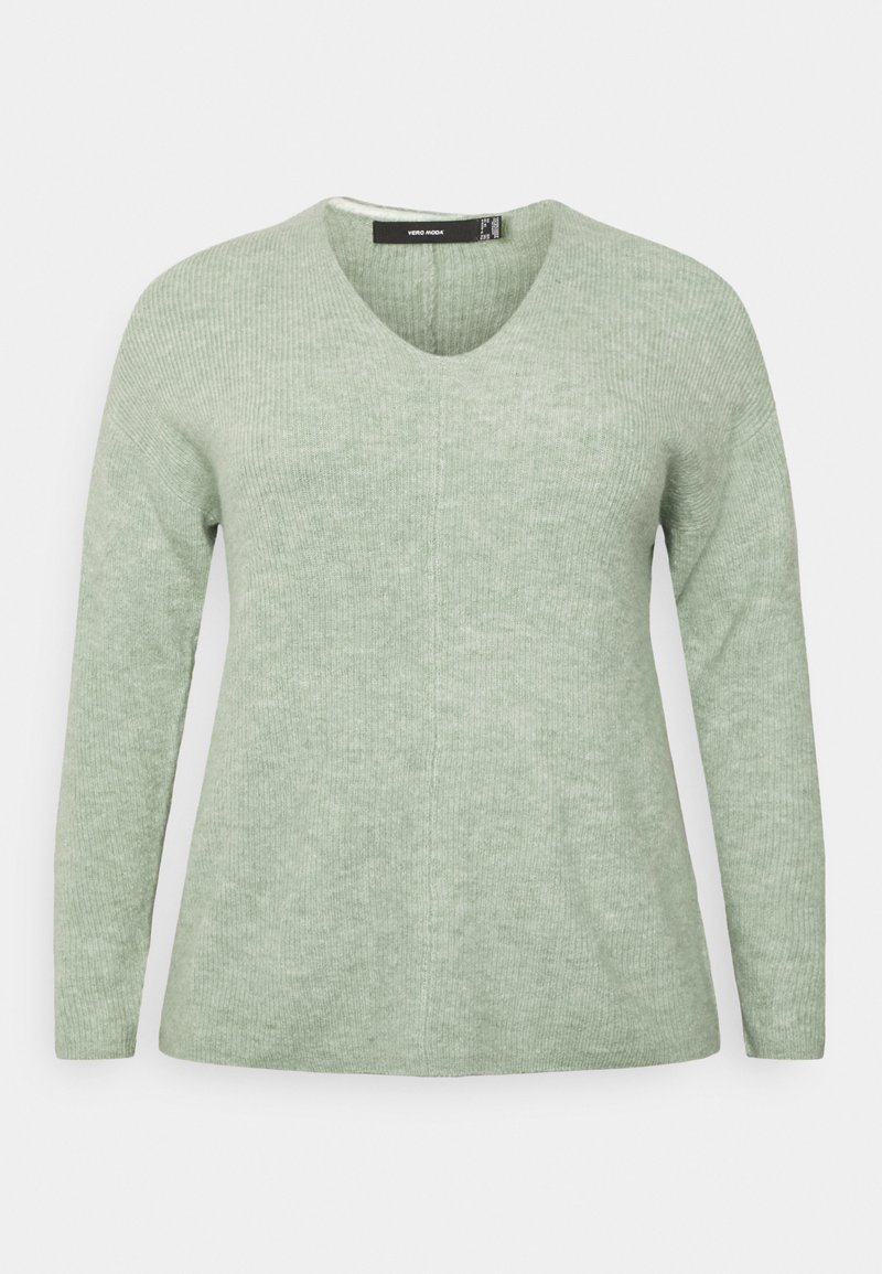 Damen Strickjacken | Vero Moda Curve VMCREWLEFILE V NECK Strickpullover jadeite/grau - ZL43631 Damen Strickjacken | Vero Moda Curve VMCREWLEFILE V NECK Strickpullover jadeite/grau - ZL43631