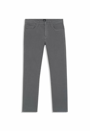 Grå bomuldsbukser med slim fit; har for- og baglommer, knap- og lynlås lukning samt diskrete syninger.