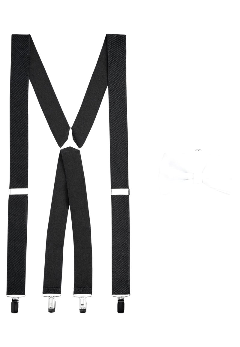 Next WIDE BRACES AND BOW TIE SET Cinturón black white/negro
