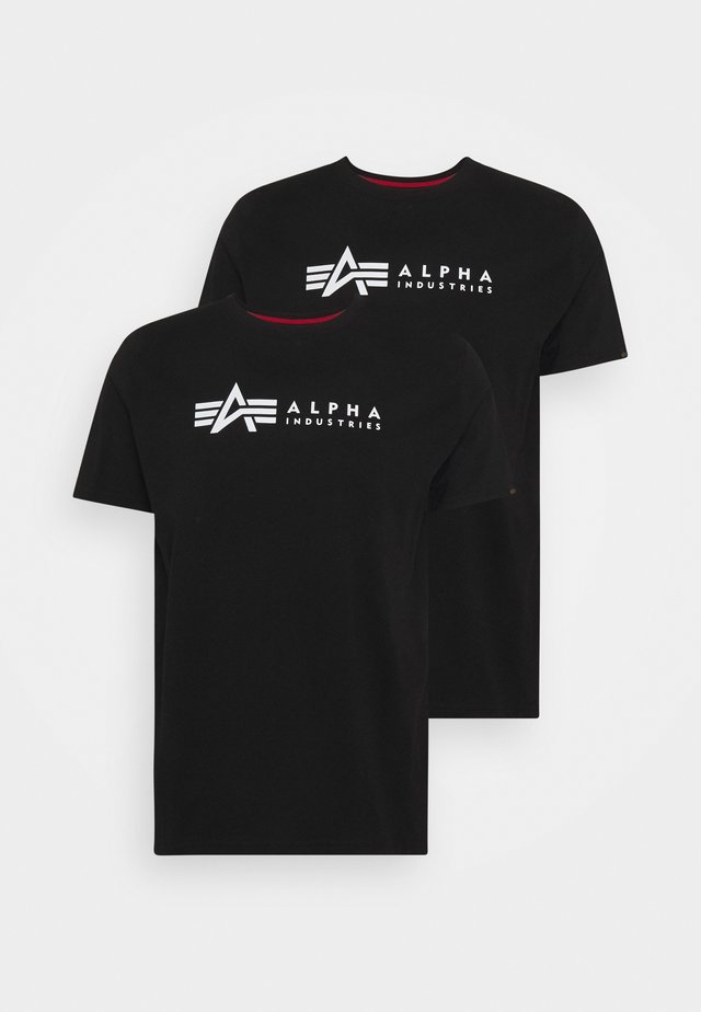 ALPHA LABEL 2 PACK - T-shirts med print - black