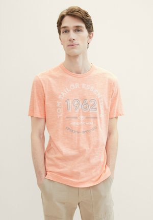 Print T-shirt - melon orange finestripe