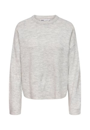 Helehall halli džempr, mis on valmistatud pehmest materjalist, ümar kaelus, pikad varrukad ja lõdvestunud istuvus peene tekstuuriga.