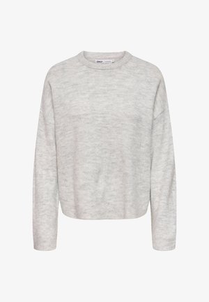 Helehall halli džempr, mis on valmistatud pehmest materjalist, ümar kaelus, pikad varrukad ja lõdvestunud istuvus peene tekstuuriga.