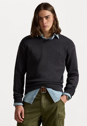 GARMENT DYED COTTON SWEATER - Maglione - black