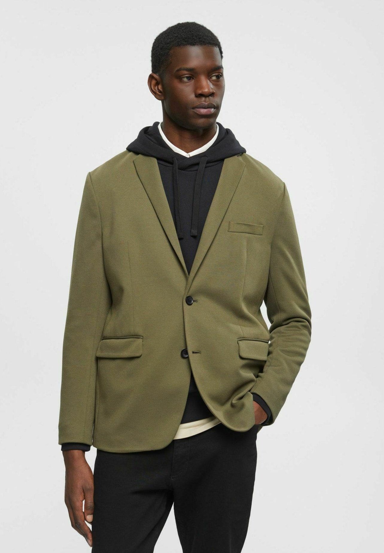 Esprit STRUKTURIERTER SLIM FIT - Blazer jacket - olive/mottled green -  Zalando.co.uk