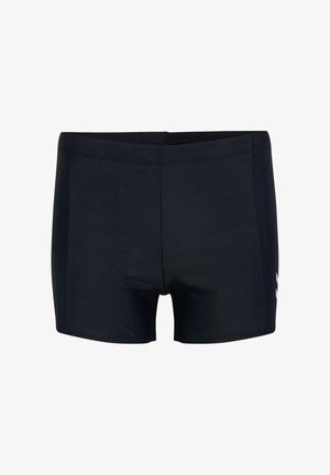 Zwarte zwemshorts gemaakt van stretchstof, voorzien van een flatteuze tailleband en een minimalistisch ontwerp. Kleine logodetail aan de zijkant.