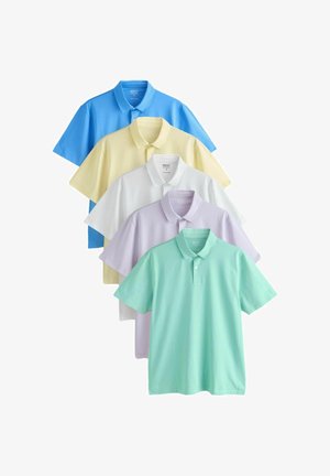 Next, JERSEY POLO SHIRTS 5 PACK STANDARD - Polokošeľa - white yellow pink green lilac